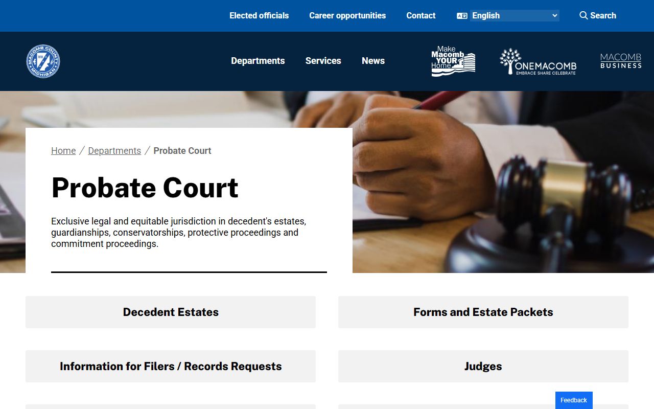 Macomb County Probate Court page