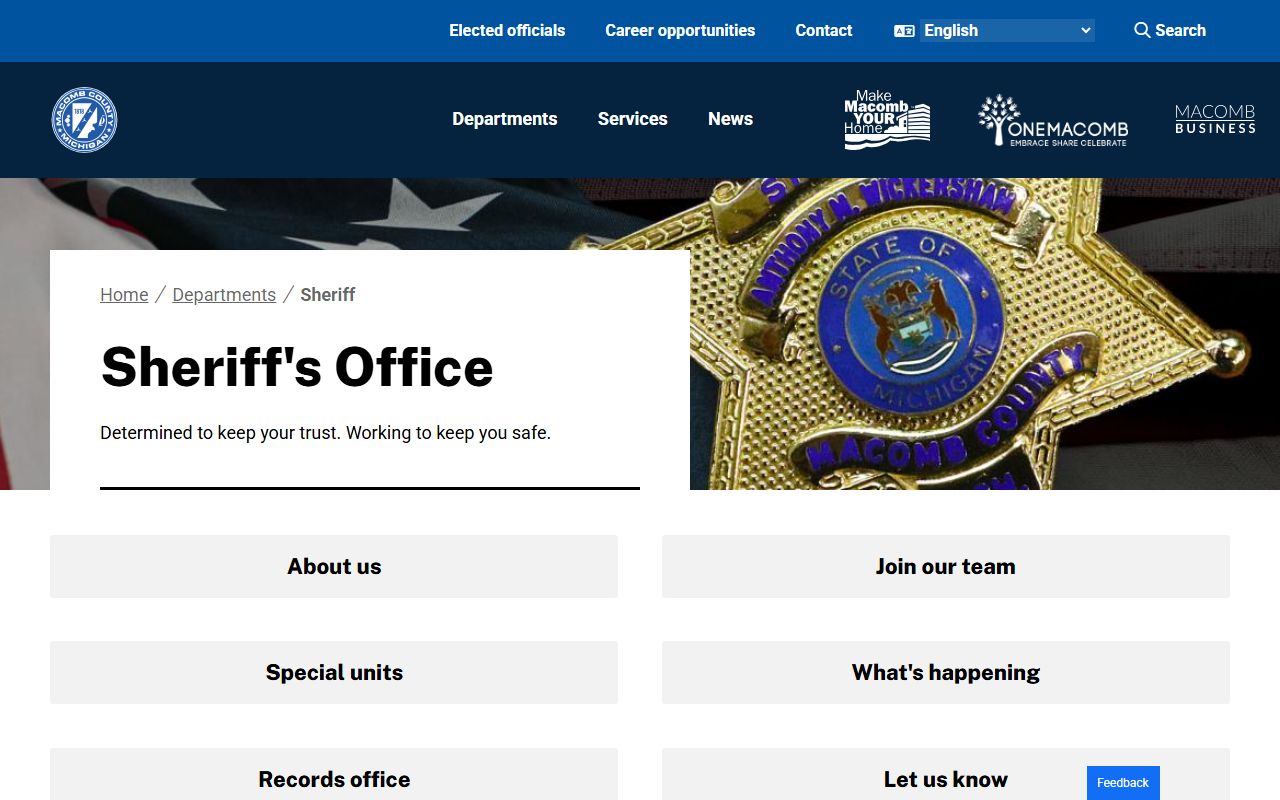 Macomb County Sheriff's Office page