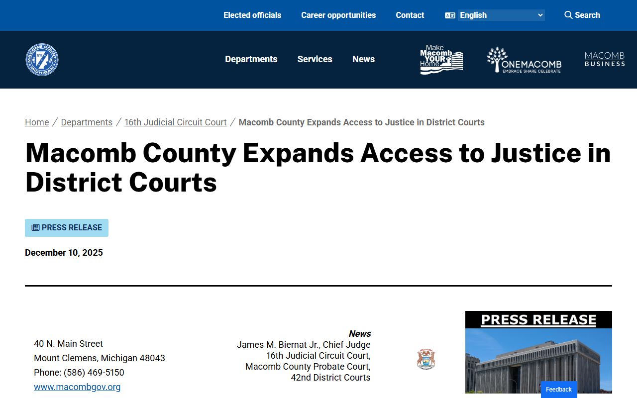Macomb County expands access to justice in district courts