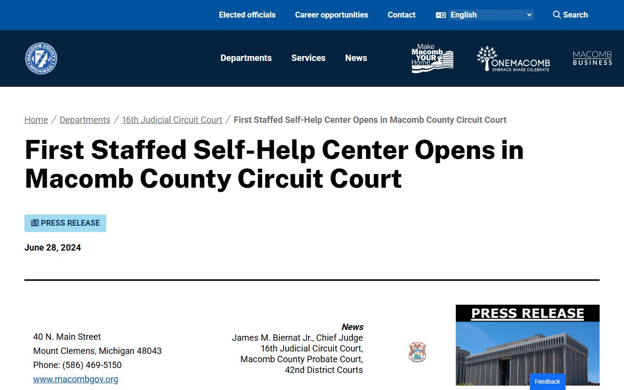First staffed Self-Help Center opens in Macomb County