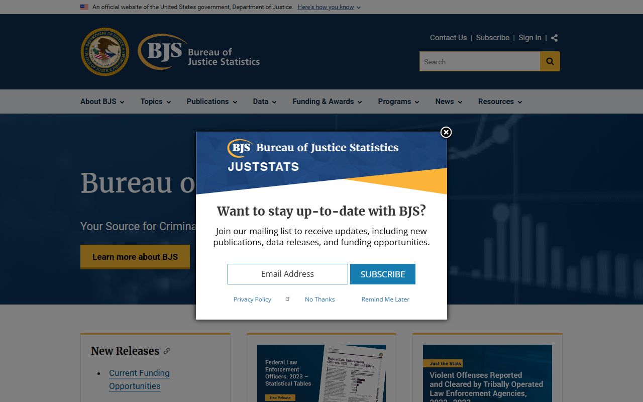 Bureau of Justice Statistics page